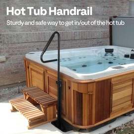 VIVOHOME 360 Rotatable Hot Tub Safety Handrail, Height Adjustable 34.7'' to 63'', Slide-Under Base Spa Step Handle 600 LBS Load/Rubber Sponge for Indoor Outdoor