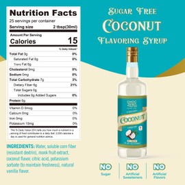 ChocZero Coconut Syrup – Sugar Free Flavoring Syrup for Coffee, Tea & Baking – Keto Friendly, Low Carb, No Sugar Alcohols, Vegan & Gluten Free – 25.4 Fluid Ounces