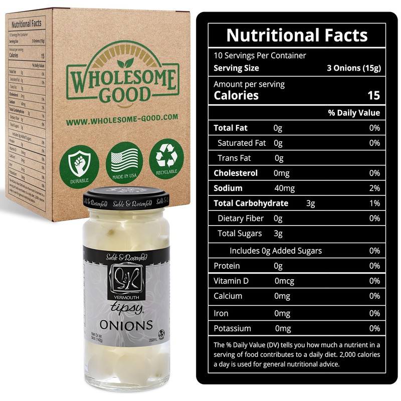 Sable & Rosenfeld Vermouth Tipsy Onions, Kosher, 5 Ounces (Pack