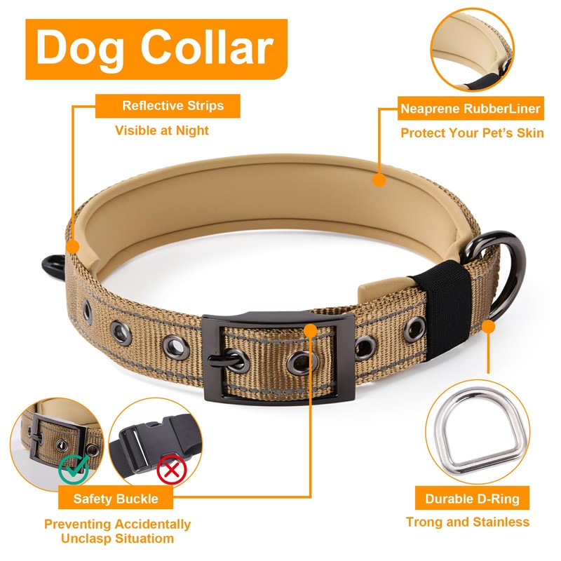 Annchwool No Pull Dog Harness,Heavy Duty Reflective Collar & Leash