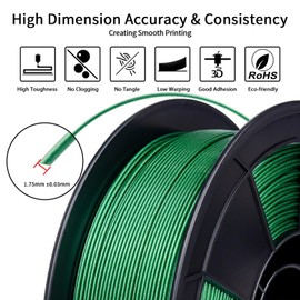 ZIRO PLA Filament 1.75mm, Shiny Sparkle PLA with Glitter, Diamond Series Filament, Bright Color Shining Material 1kg/2.2lbs Spool, Fit Most FDM 3D Printers, Diamond Emerald Green