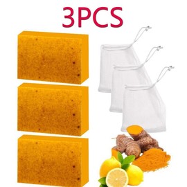 3PCS Turmeric & Kojic Acid Brightening Soap, Kojic Acid Soap, Soap Body Care Body Wash Lemon Flawless Organic nurture Comfort Skincare turmeric soap bar Cleansing Cleanser Acne Blend Gentle Lavender jabon para aclarar la piel