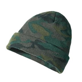 Scheibler Men's Winter Hat – Modern Knitted Hat Men in Camouflage Style – Beanie Men's with Brim – Warming Work Hat Machine Washable, Anthracite/Olive