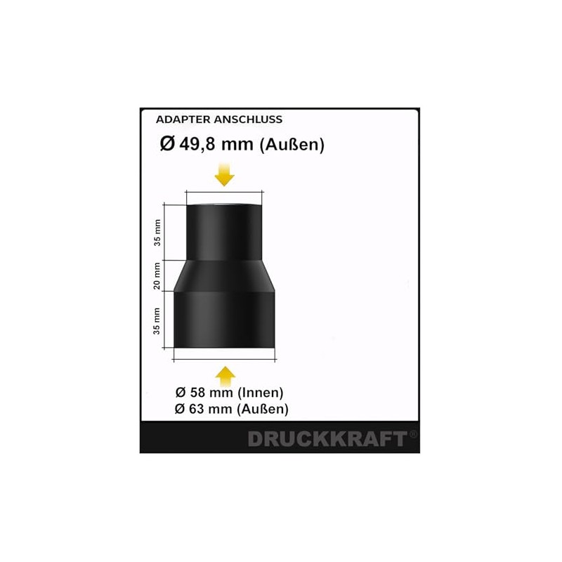 DRUCKKRAFT Adapter 50mm to 58/63mm - Vacuum Cleaner & Extraction