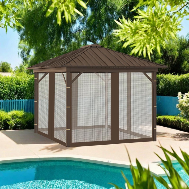 Hiviva Replacement Gazebo Mosquito Netting 10' x 10',Universal Netting for