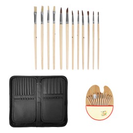 12 Brush Pens with 1 Palette and 1 Storage Bag, School Brush Bag, Brush Set for Beginners, Log Oil Brush, Brush Set for Primary School Students