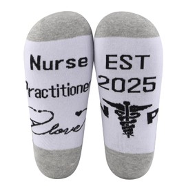 MBMSO NP Nurse Gift New Nurse Practitioner Gifts Graduation Gifts 2 Pairs NP Est 2025 Socks NP Student Gifts Nursing Socks(2 Pairs NP Est 2025 socks)