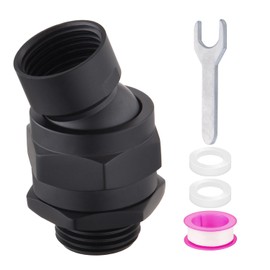 Shower Head Swivel Ball Adapter - Solid Brass Adjustable Shower Arm Extension Universal Connector Ball Joint Component for Flexible Shower Positioning (Black)