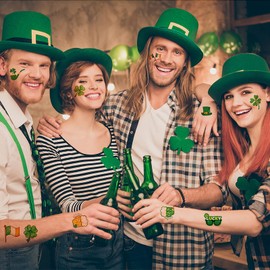 Zomme 192 PCS Unique Design St Patricks Day Tattoos, Include Shamrock Tattoos, Green Temporary Tattoos and St. Patrick's Day Tattoos Stickers, Lucky Clover Temporary Tattoos for Party Favors Accessories or Irish Party