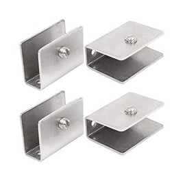 LDEXIN 4pcs Adjustable Stainless Steel Glass Clip Clamp Shelf Holder Bracket Support Brushed Finish Flat Surface Fit for 14mm/0.56" Thickness Glass 45mm/1.38" Length (Large)