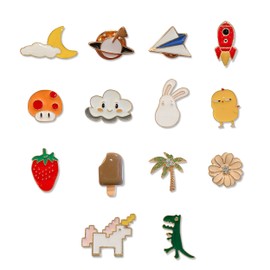 Pack of 14 Cute Enamel Pins, Enamel Pin Set, Science Brooch, Cute Cartoon Lapel Pins, Badge, Enamel Pin for Clothes, Sweaters, Scarves, Hats, Suits, Backpack, Zinc