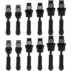 12 Pcs Black Zipper Repair Replacement Kit Universal Pull for Fix Luggage Jackets Purses Backpacks Suitcase Winter Jacket with 3 Sizes and Extender Handle Screw Accessories (black)