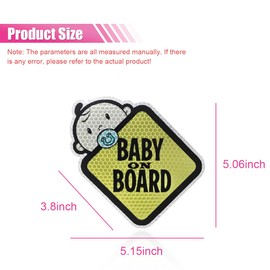 Baby On Board Car Sticker Decal, Waterproof & Strong Adhesive Vinyl Automotive Safety Sign, 5.15×5.06 inch Reflective Car Decal for Windows, Bumpers (4PCS)