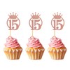 Unimall Pack of 24 Rose Gold Glitter Number 15 Cupcake