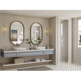 Brightify Black Oval Mirror for Bathroom 24x40 Inch, Matte Black Vanity Mirrors for Wall Metal Frame, Modern Wall Mirror for Bedroom Living Room Wall Decorative Hang Vertical and Horizontal