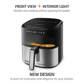 Mondial - Air Fryer Digital Visor Inox AF-50-DVI-E 5.3QT - High Power & Elegant Stainless Steel Finish - Black & Inox