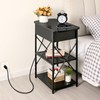Livofloral Narrow Side Table with Charging Station, End Tables Set