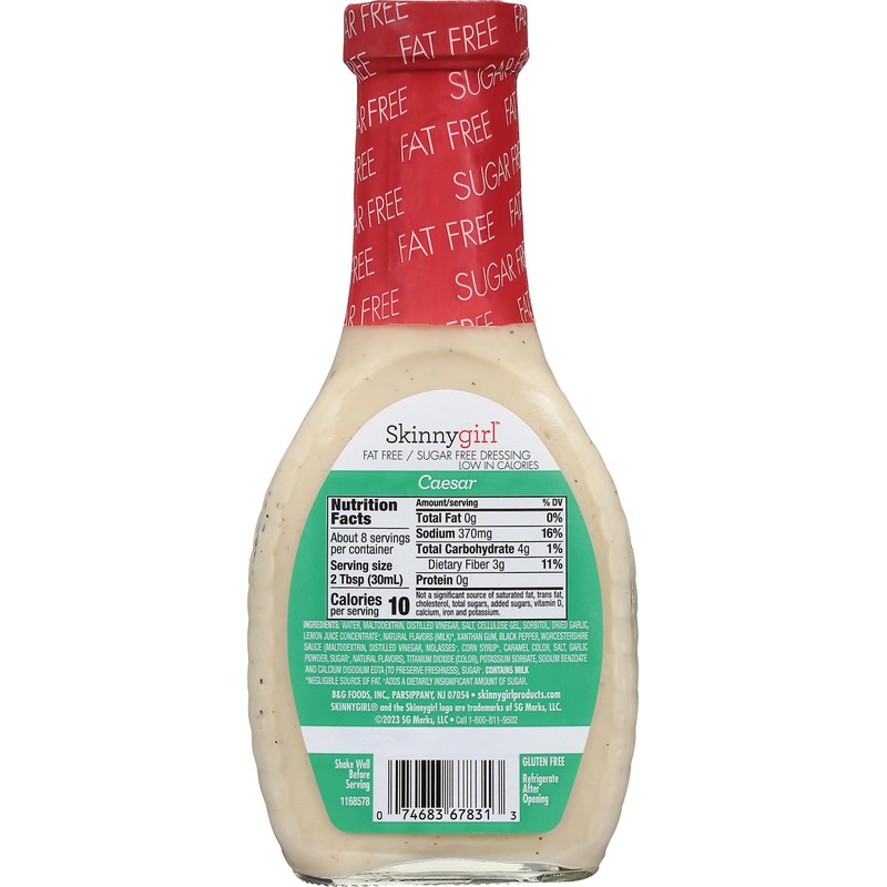 Skinnygirl Sugar Free Gluten Free Salad Dressing, Caesar, 8 Ounce