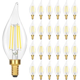24-Pack Dimmable E12 LED Candelabra Bulbs, 40W Equivalent 5000K Daylight White Chandelier Light Bulbs, 4W 460 Lumen Vintage Flame Tip Candle Bulbs for Lamp, Ceiling Fan, Home Decor