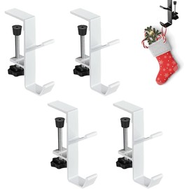 Guojanfon Garland and Stocking Mantel Holders with 2 Hooks, Mantel Hanger for Garland, 2 in 1 Mantel Garland and Stocking Hangers Heavy Duty, Fireplace Garland Hanger for Christmas & Xmas Decoration