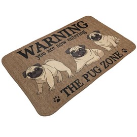 Pugs Door Mat Welcome Warning You are Now Enterring Dogs Decorative Doormat Non Slip Rubber Backing Outdoor Indoor Entryway Floor Mats Home Bathroom Decor 16 * 24in/40 * 60cm
