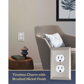 ZILLSEA 4-Pack Brushed Nickel Outlet Covers, Metal Duplex Wall Plates for Electrical Outlets, Light Switches, 1 Gang Receptacle Cover, 3.15''*4.88'', Midsize