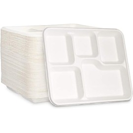 PRISTINE ENTERPRISE Disposable Dinner Plates Cups Bowls in Biodegradable (5 Compartment),(5 c)