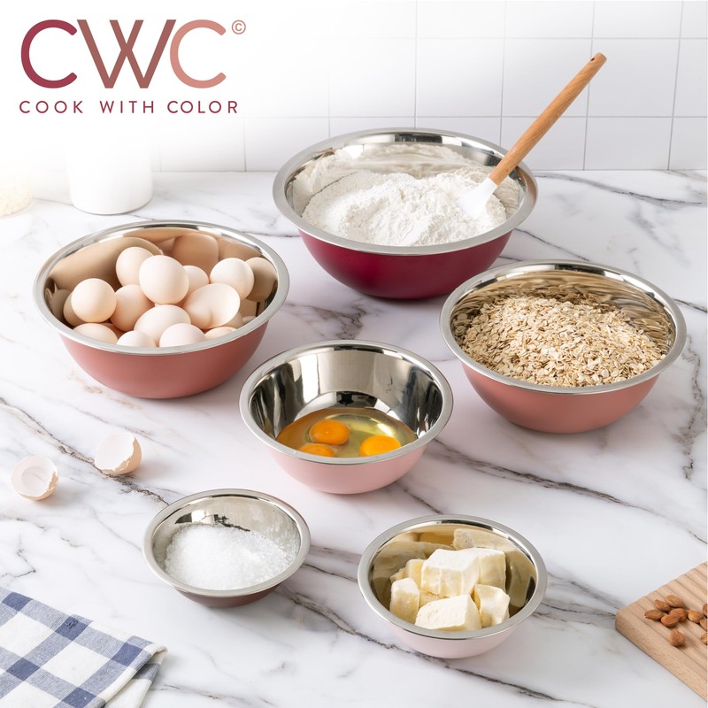 COOK WITH COLOR Stainless Steel Mixing Bowls Set - Nesting