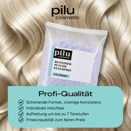 pilu cosmetic Bleaching Powder, 2 x 500 g, Dust-free, Blue Bleaching Powder in Bag, Gentle Whitening, Up to 7 Shades, Hair Bleach with Anti-Yellow Tint I Bleach Powder Classic Dust-Free