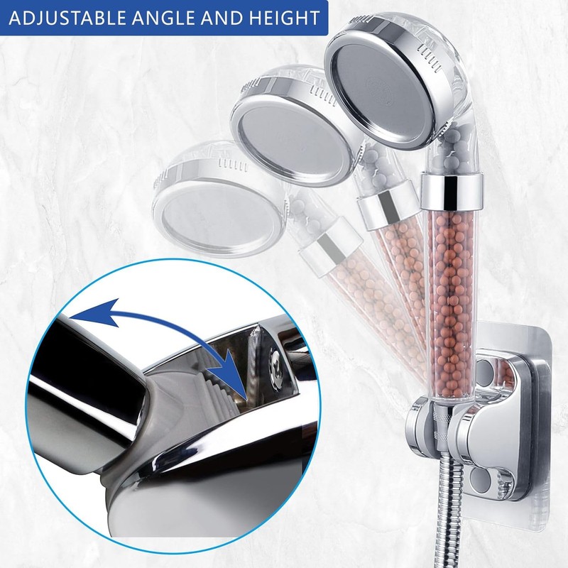 Voolan Self-Adhesive Shower Holder - Adjustable Waterproof Holder for Handheld