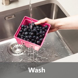 Zeal Fridge Storage Box for Fruits and Berries, Melamine Kitchen Storage Container – Wash and Serve Berry Colander Box, 12cm (Dark Grey)