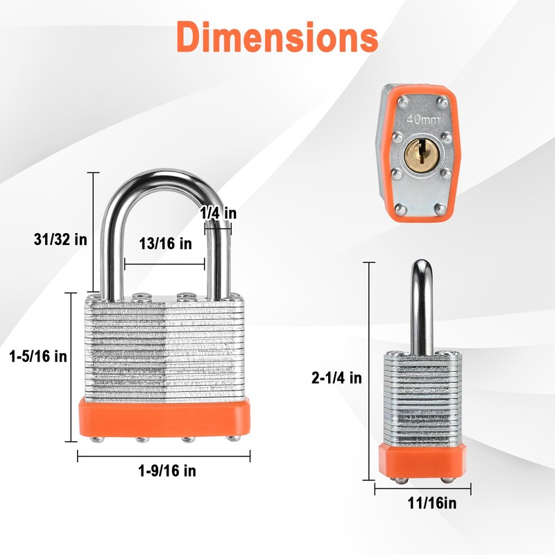Locilot 12pcs Solid Keyed Alike Padlock with 24 Same Keys