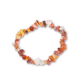 Taddart Minerals Orange White Sliver Bracelet Made from Natural Gemstone Carnelian on Elastic Nylon Thread - Handmade, Rubber, Carnelian