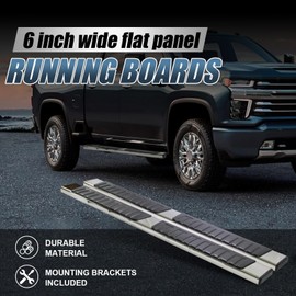 LNZMPART 6" Side Step Running Boards for 2019-2024 Chevy Silverado 1500 Double Cab, for 2020-2024 Silverado 2500HD/3500HD, for 2019-2024 GMC Sierra 1500 Heavy-Duty Stainless Steel Nerf Bars