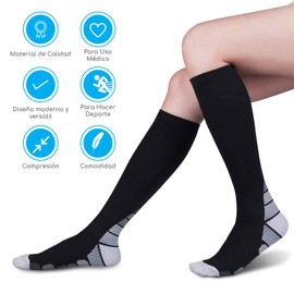 Canotagio 2 Pares de Calcetas Hombre. Calcetines de Compresión para Hombre y Mujer. Calcetas Deportivas Hombre. Calceta para Diabetico o Ejercicio Mejora Circulación. Compression Socks. (S/M, Gris)