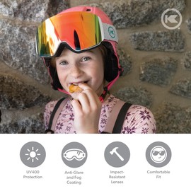 Knockaround Whirlwinds Snow Goggles for Kids - Anti-Glare and Fog Coating with full UV400 Protection, Sugar High