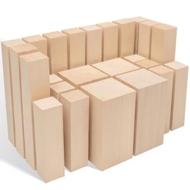BeaverCraft Basswood Carving Blocks BW24 pcs Whittling Wood Basswood for Carving - Large Wood Carving Blocks 6" х2 Wooden Blocks for Crafts Bass Wood Blank Blocks for Wood Carving - Soft Craft Wood