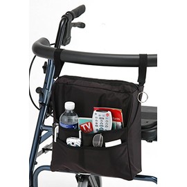NOVA Medical Products Walker Bag, Large Carry Bag with 3 Front Pockets for All Walkers, Black, 1 Count (Pack of 1)