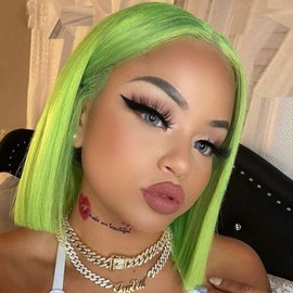 Miyamarch Green Bob Wigs for Women，Short Straight Bob Wigs，12 Inch Short Wigs for Black White Women, Wigs for Cosplay Hair Party Costume Daily Wigs (Green, 12Inch)