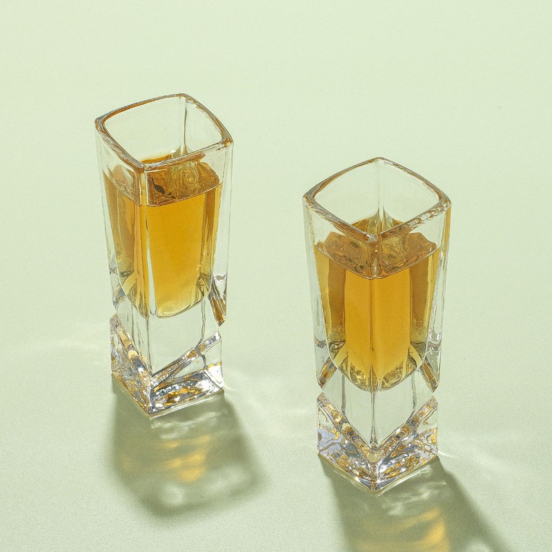 JoyJolt Carre Shot Glasses Square Heavy Base Shot Glass Set
