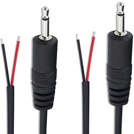 tunghey 2Pack Replacement 2.5mm Male Jack to Bare Wire Open End TS 2 Pole Mono 2.5mm Jack Plug Connector Audio Cable Repair 25CM (Male)