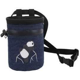 AMC Rock Climbing Chalk Bag with Embroidery/Pocket/Belt (Denim Blue, 6 inches x 4 inches)