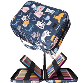 JAKAGO Große Federmäppchen XXL mit 220 Schlitze Stifte Aufbewahrung, Wasserdichtes Stiftetasche für Aquarellstifte & Marker & Gelstifte,Geschenk für Studenten Künstler-Sport cat