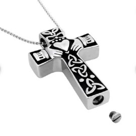 Fashion Jewelry CREMATION ASHES URN CELTIC CLADDAGH  CELTIC Pendant 925 Plated Silver 20" Chain
