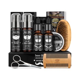 Beard Kit for Men Grooming and Care: with Beard Oil & Balm - Wash/Shampoo & Conditioner - Brush & Comb Sets, Birthday Gifts for Men, Valentines Gifts for Him, Fathers Gifts for Dad, Stocking Stuffers