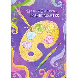 Designer Greetings Artist Palette on Purple : Fun Stickers to Decorate Egg Juvenile Easter Card for Young Granddaughter