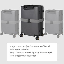 Grey Suitcase Strap 195 cm Luggage Strap Long Suitcase Luggage Straps Suitcase Strap Set of 2 Adjustable Suitcase Luggage Straps Luggage Strap for Suitcases