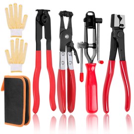 Glarks 6pcs CV Joint Boot Clamp Plier & Clic-R Type Pliers & Hose Clamp Pliers & ATV CV Axle Boots Clamp Tool Set, Boot Crimp Plier with Storage Bag and Gloves for Car Auto ATV UTV Accessories