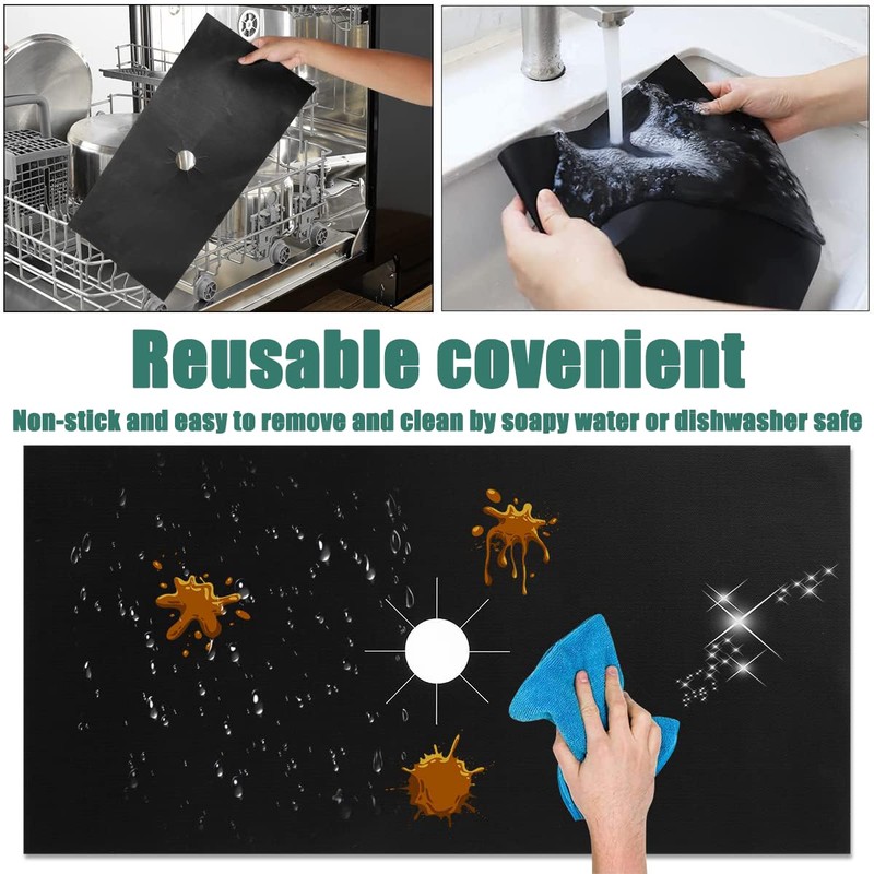 3-Piece Set of Gas Stove Guards, Easy-Clean and Reusable Stove
