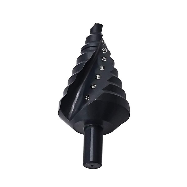 Mengshen HSS Step Drill Bit Set 10-45mm Spiral Flute, Triangle Shank High Speed Steel Large Bit Nitride Pagoda Step Drill for Carbon Steel, Sheet Iron, Insulation Boards, PVC Boards,Planks, Black